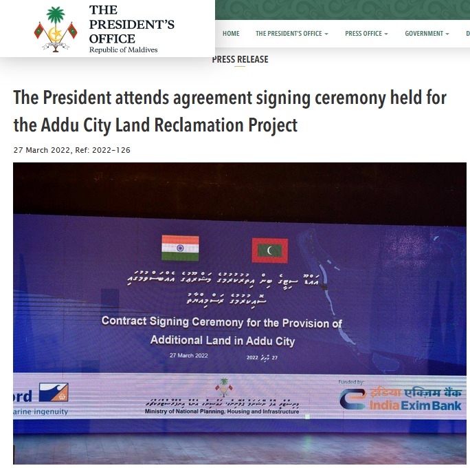 President Solih Attends Contract Signing [SaveMaldives]